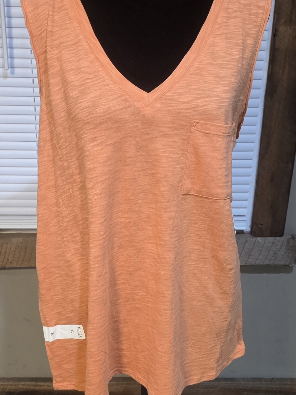 a.n.a Peach V-Neck Sleeveless Tank with Chest Pocket